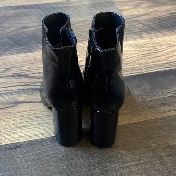 Michael Shannon Black Patent Leather Square Toe Ankle Boots Women’s Size 9 - Picture 6 of 9